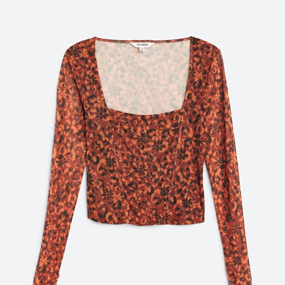 Steve Madden Print Square Neck Top - Picture 2 of 7
